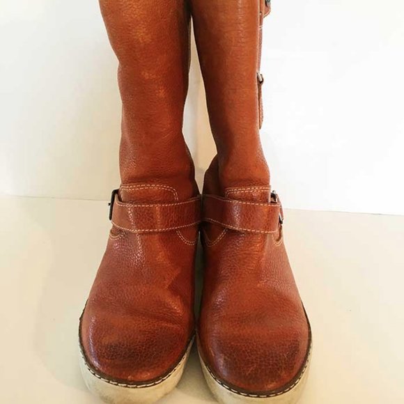 UGG tan leather boots w decorative buckles 8 - Picture 2 of 4